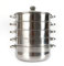 Pentola in acciaio inox a 5 livelli con coperchio in vetro, per verdure e verdure alimentari, pentola a vapore Dim Sum, pentola a vapore per kitcken utensili da cucina e splitter (26 cm)