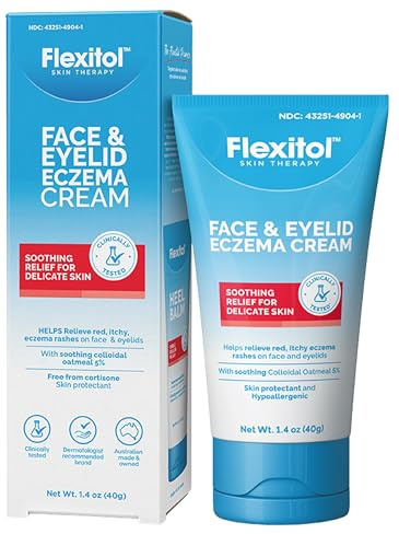 Flexitol Face and Eyelid Eczema Cream for Sensitive Skin, 5% Colloidal Oatmeal, Soothing Eye Treatment for Eczema and Dermatitis, Hydrating Non-Greasy Ointment for Dry, Itchy Skin, 1.4 oz