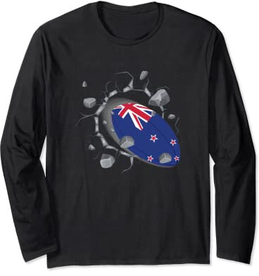 Neuseeländisches Rugby Union Trikot 2019 Fans Kit Kiwi-Unterstützer Langarmshirt
