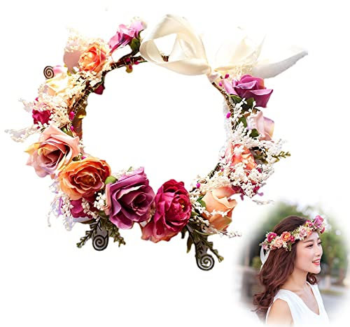 Corona di Fiori, Fiore Fascia per Capelli, Ghirlanda Floreale Corona Fascia per Capelli, Ghirlande di Fiori, Coroncine Fiori per Capelli Festa Matrimonio Spiaggia