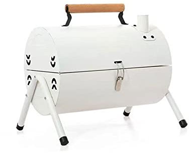 Tragbares Grillfass – Doppelseitiger faltbarer Grill mit seitlichen Lüftungsschlitzen und Holztragegriff, perfekt für Garten, Camping und Outdoor-Küche, klein, geeignet für 3-5 Personen