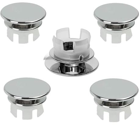 Débordement D'Évier Anneau,5 Pcs Anneau de Débordement d’Évier,Couvercle de Trop-Plein Rond,Couvercle de Bouchon de Vidange,Anneau de trop-Plein pour Bain,Cuisine