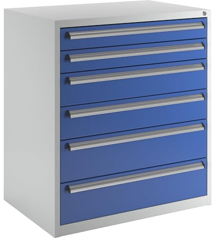 eurokraft Basic | Werkzeugschrank | Breite 900 mm, Höhe 1000 mm, Schubladen 2 x 100, 2 x 150, 2 x 200 mm