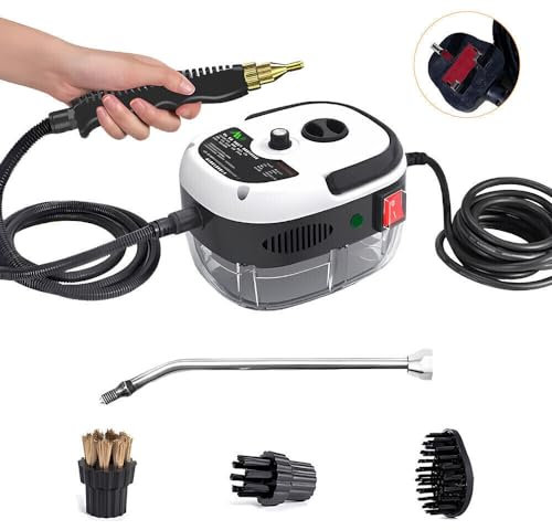 Taitus Portable Handheld Steam Cleaner 2500W,car steam cleaner,High Pressurized Steam 6 Gears Cleaning,For stain removing kitchen bathroom tiles range hood car windows etc UK Plug