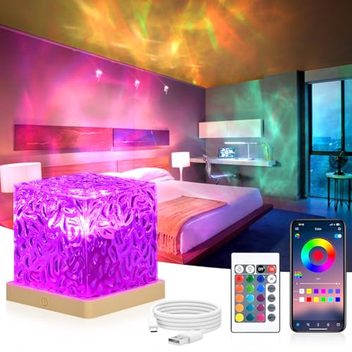 URAQT Projecteur Ciel Etoile & Aurore Boréale, Lampe à Vagues 3D USB, Télécommande, APP Contrôle, Minuterie, 16 Couleurs & 30 Modes Éclairage, Décoration Chambre Enfant