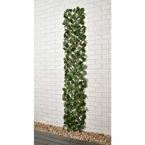 BONAFIDE Expandable Natural Looking Willow Trellis with Green Leaf Foliage, Privacy Wooden Fences for Gardens - 180 x 30cm (Ivy Leaf)