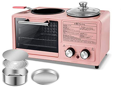 Máquina de desayuno multifuncional Máquina de desayuno multifuncional para el hogar Cuatro en Uno Aparato eléctrico automático para asar frito Antiadherente Fácil de limpiar, Blanco, B (Rosa B)