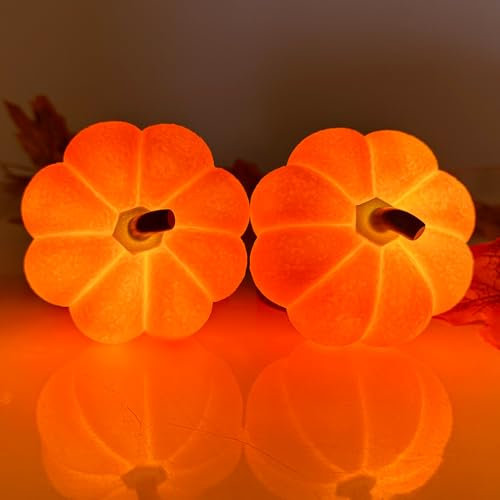 Herbstdeko Kürbis Deko Laterne, Herbst Deko Figuren Mit LED Licht, Herbst Dekoration Halloween Deko Laterne Kürbis Deko Lichtern Für Erntedankfest Halloween Weihnachten Tischdeko Innen Party (B)