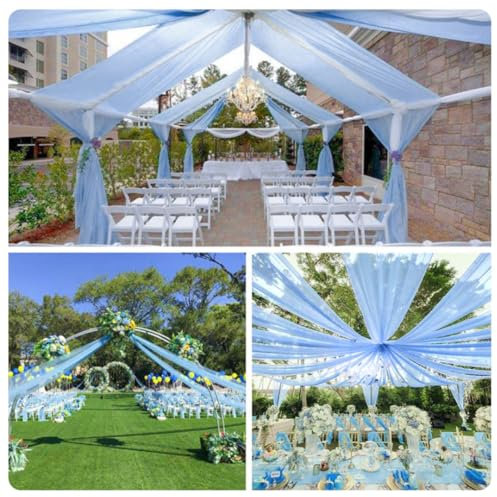 Pmnzdy Tende da soffitto per matrimoni, arco di nozze, in tulle, per matrimoni, sfondo, in tulle, decorazione per feste, cerimonie, palcoscenico, matrimonio, cielo, letto, blu jeans, 150 x 600 cm