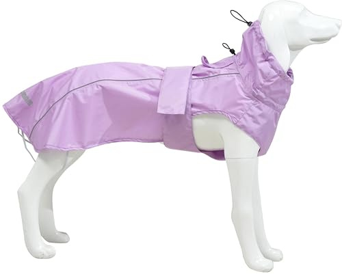 Regenmantel für Hunde, verstellbar, wasserdicht, leichte Haustier-Regenjacke, Welpenkleidung mit reflektierenden Streifen für kleine, mittelgroße und große Hunde (Hellviolett, XS)