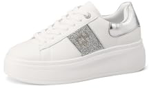 QUEEN HELENA Scarpe da Ginnastica Platform Sneakers con Strass Donna X31-12 (Argento, Sistema Taglie Calzature EU, Adulto, Donna, Numero, Media, 36)