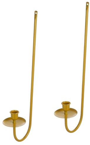 Cabilock 2 Candelabros de Pared de Metal Dorado Elegantes y Fáciles de Instalar Diseño Curvo para Comedor y Hogar