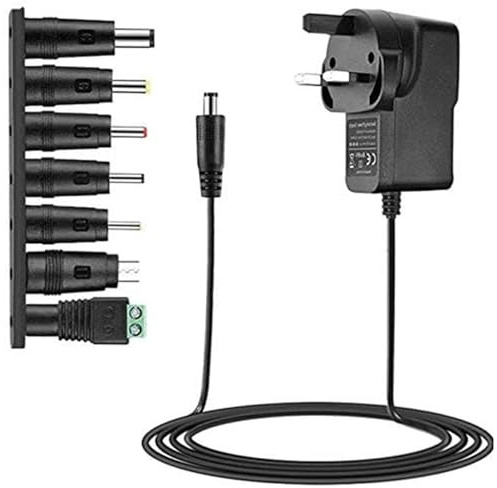 5V 2A Power Adapter, Universal Power Supply AC to DC Adapter with 7 Tips DC Plug Adapters AC Charger for LED Strip Lights, TV Box, Router, Speaker and more 5V Home Appliances