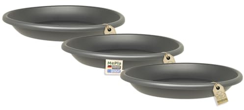 MePla - Lot de 3 soucoupes pour pot de fleurs Cilindro - Soucoupes rondes en plastique - Résistantes aux intempéries - Résistant aux UV - Diamètre 78 cm (intérieur : 56,8 cm) - Anthracite