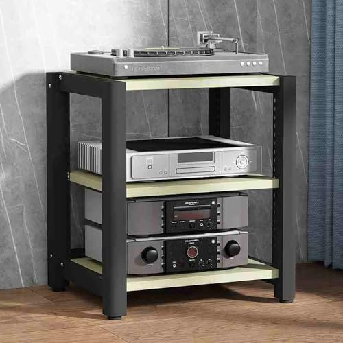 Bodenstehender Turm, Stereo-Schrank mit beweglichem AV-Media-Ständer, 3 Etagen, DVD-Plattenspieler-Regal für Heimkino, Büro, weißer Ahorn