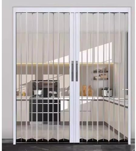 Teleskop-Falttüren 200/220/240cm große Doppelfalttüren mit Schloss, Anpassbare Größe & Farbe Akkordeon Tür, Haushalts-Falttür für Küche/Waschküche/Balkon(135x200cm/53x79in)