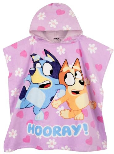 Bluey Poncho | Kids Towel Poncho | Girls Cotton Beach Towel | Hooded Bath Towels | Swimming Towels | One Size | Purple