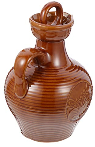 VICASKY Tragbarer Weinkrug aus Keramik 500ml mit Henkel Braun Einfache und Elegante Form Langlebig mit Glatten Kanten für Restaurant und Haushalt