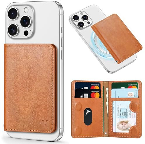 TUCCH Portefeuille Magnétique pour iPhone, 6 Porte-Cartes Anti-RFID pour Série iPhone 17/16/15/14/13/12 Pro/Pro Max/Plus, Cuir PU Fenêtre ID Claire, Non Compatible avec Modèles Mini, Marron Texturé