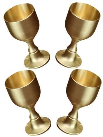 Didiseaon 4 Piezas Copas de Latón Cáliz Copa para Fiestas Medievales y Rituales Religiosos Decoración Elegante Hogar Multifunción