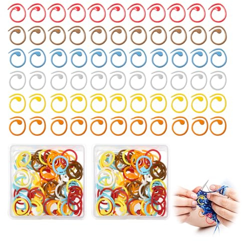 120 Pezzi Segnapunti Uncinetto, 6 Colori Marcapunti per Lavoro a Maglia Plastica Design a Spirale Anelli di Punto a Maglia Marcatori di Punto a Maglieri per Cucito Lavoro a Maglia Uncinetto Fai da te