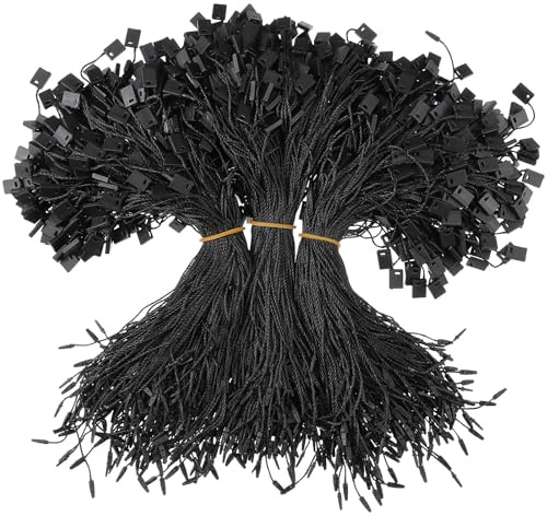 SHINEOFI 950Pcs Black Nylon Tag Strings 7.09In Snap Lock Pin Loop Fasteners for Clothing Label Tags Luggage and Shoe Accessories Easy to Attach Durable Tag Rope Ties