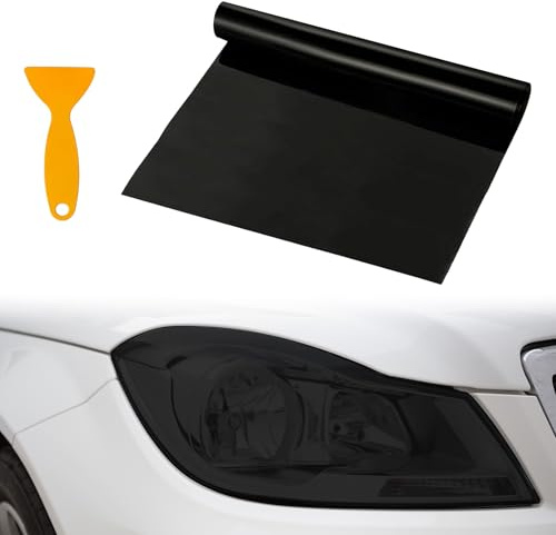 Tönungsfolie Auto,Scheinwerfer Folie,Rücklichttönungsfolie,Vinylfolie | Selbstklebende Autofolie Schutzfolie,Vinylfolie Tönungsfolie für Scheinwerferfolie,Verdunklungsfolie für Rücklichter(Schwarz)