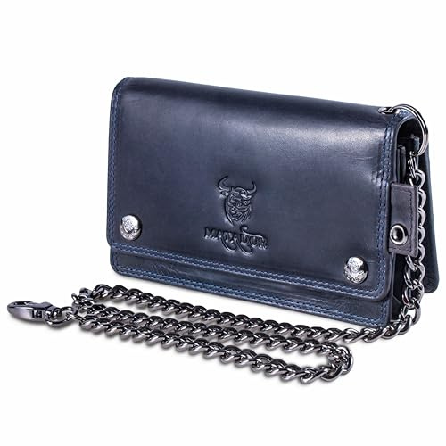 MATADOR Portefeuille Biker avec chaîne en cuir #Dallas avec élégante boîte cadeau, Porte-monnaie élégant avec chaîne pour homme et bloqueur RFID, Portefeuille de luxe avec chaîne pour homme avec de