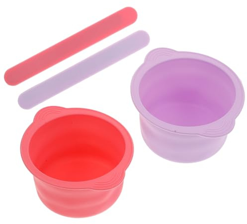 Mobestech 4pcs Silicone Hair Wax Warmer Silicone Liner Foldable Design High-temperature Resistant Non-stick Wax Pot Bowls with Spatula Easy to Carry for Home Use