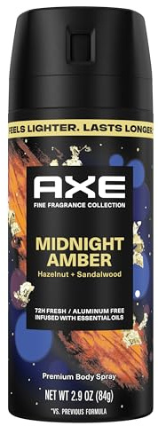 AXE Fine Fragrance Collection Body Spray Midnight Amber 72 Hour Freshness Aluminum Free 2.9 oz