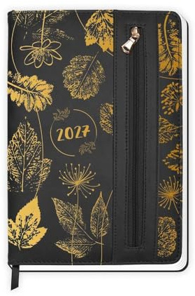 TRÖTSCH - Wochenplaner A5 mit Tasche Flowers black 2027: Taschenkalender