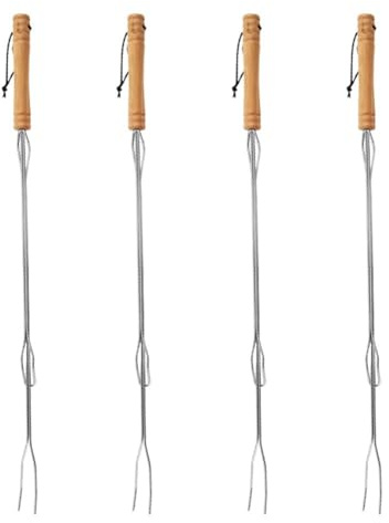 Vilgftyiet Lot de 4 fourchettes télescopiques pour barbecue en acier inoxydable - Pour le camping, la randonnée et les barbecues dans le jardin - 76 cm