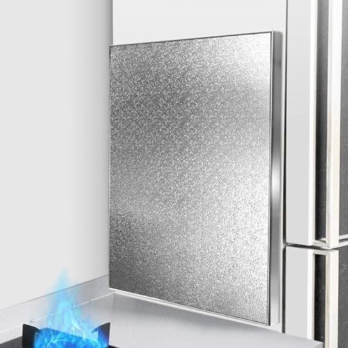 Panneau Isolant Thermique Ignifugé, Panneau de Protection Thermique en Aluminium, Plaque Anti Chaleur Four Frigo, Tapis Anti Feu pour Cheminée Réfrigérateurs et Meuble(Adhesive Type,30 x 40 cm)