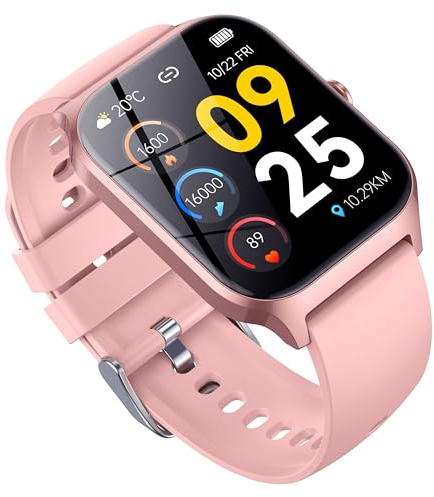 CASCHO Montre Connectée Femme Homme, 1.85 HD Smartwatch, 115+ Modes, Sport Tracker avec téléphonie Bluetooth,Montre Podomètre étanche IP68, Veille jusqu'à 30 Jours, iOS/Android - Rose pâle