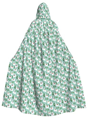 aeegda Tropical Llama Alpaca Cactus Flower Print Hooded Cloak Cosplay Costume Carnival Unisex Wedding Party Outdoor Celebrations