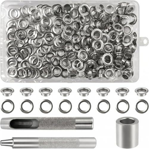 120 Set Kit de Grommets Eyelets Outils, 10mm Metal Ensembles Oeillet | Oeillet en Cuivre Avec 3 Outils, Oeillets pour Bâche, Toile Bâche, Chaussures, Vêtements