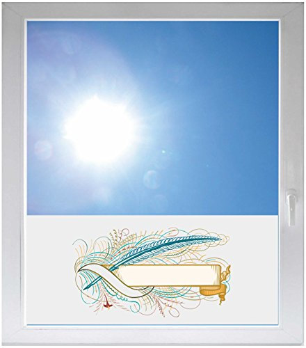 INDIGOS UG - Fensterfolie Blickdicht Ornament Tribal Pflanze Blume Feder - 1000x500mm - Sonnenschutzfolie Fenster - Sichtschutzfolie Fenster Bad, Küche, Fenster, Milchglasfolie