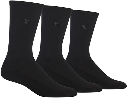 Chaps Men's Assorted Solid Dress Crew Socks (3 Pack), Black, Shoe 6-12/Sock Size 10-13