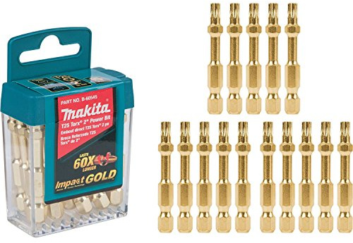 Makita B-60545 Impact Gold T25 Torx 2″ Power Bit, 15/Pk