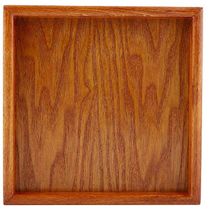 Holztablett Serviertablett aus Holz, quadratisch, Teetablett aus Massivholz, Serviertablett aus Holz für Tee, handgefertigtes dekoratives Tablett für Kaffee Tee Snacks Frühstück Abendessen 20x20CM