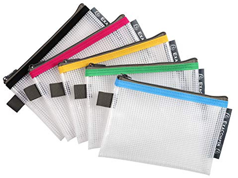 Exacompta - Réf. 34120E - Carton de 10 pochettes avec fermeture éclair ZIP - En polypropylène souple pour ranger des fournitures, accessoires de beauté - Format à classer A6 - 5 couleurs assorties