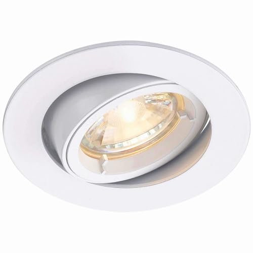 Betta Lighting Recessed Lighting – GU10 LED Spotlights for Ceiling – IP20 Downlights Mains Powered Ceiling Spots for Kitchen Bedroom Lounge - Halogen or LED – Tilt Version, Matt White