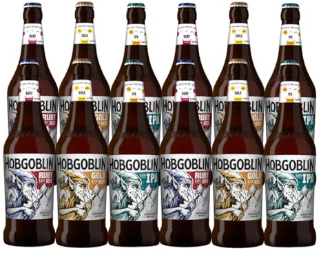Wychwood Hobgoblin British Real Ale Mixed Case with Glass (12 Pack) - Premium Selection, Gifts For Him, For Her, Christmas, Birthdays, Father's Day Beer Gifts for Men and Women, Beer Gift Set