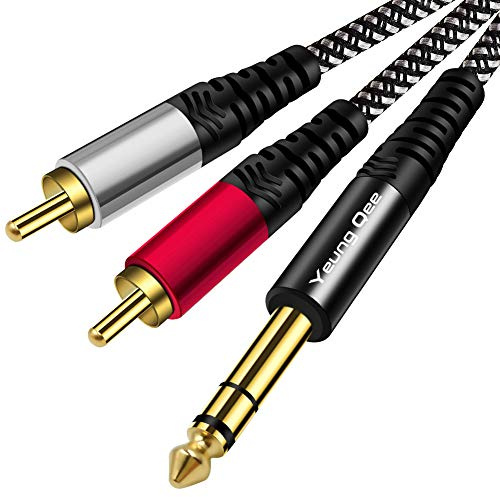 6.35 mm to 2RCA Adapter Cable 3m,Yeung Qee 6.35mm 1/4 inch Male TRS Stereo Plug to RCA Male Audio Y Splitter Cable Insert Cord (3M)