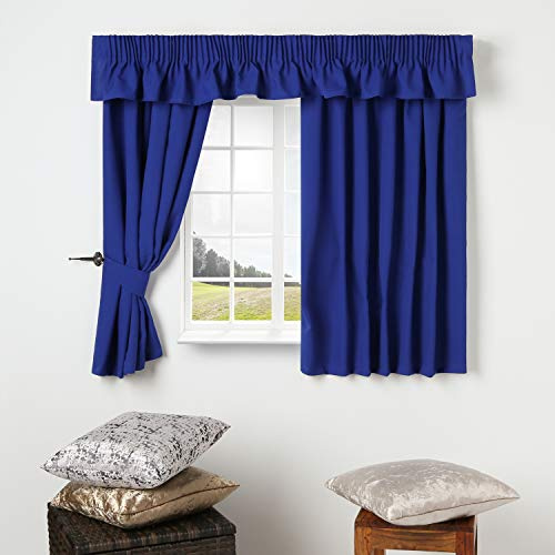 Trend Curtains Blackout & Thermal LiningCaravan Curtains Fully Lined - 3 pencil pleat panels with Plain 100% Polyester fabric (Blackout Royal Blue 44 Width x 78 Single Door Curtain)