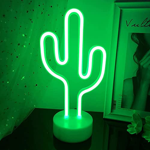 NIWWIN Enseignes lumineuses cactus,Lumière de décoration néon LED,Lumière de nuit pour enfants，Belle lumière ambiante, adaptée aux bureaux, tables de chevet et comptoirs de bar.