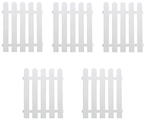 GLP 5 x Gartenzaun, Kunststoff, abnehmbare Gartenbegrenzung, starker und stabiler Gartenzaun, weiße Einfassungen für Beetabsperrung, Abschnitt Paneele, Dekor (Größe: 40 cm x 50 cm)