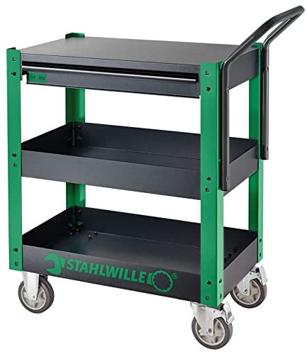 STAHLWILLE Werkstattwagen 612 ST leer | Service Trolley mit Schublade und Zwei Einlegeböden | praktisch und robust | Hohe Tragkraft von Mind. 150 kg | Rollende Werkstatt