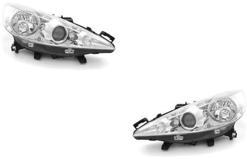 Johns - Jeu de phares compatibles avec les phares Peugeot 207 de 2002/2006 - H1/H7/H7 - Kit gauche et droite