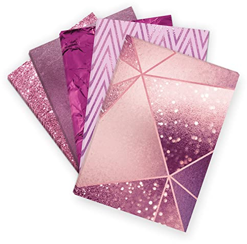 50 Blatt Bastelpapier 5x10 Mix | Rosa Lila 5 Motive | Motivpapier A4 | edles Design Papier | beidseitig bedruckt | Set | 90 g/m²
